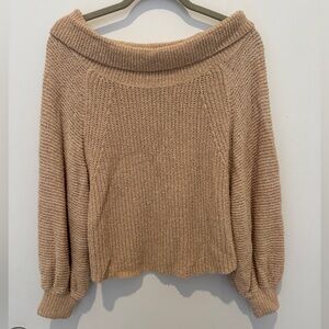 Free People Tan Off-Shoulder Sweater